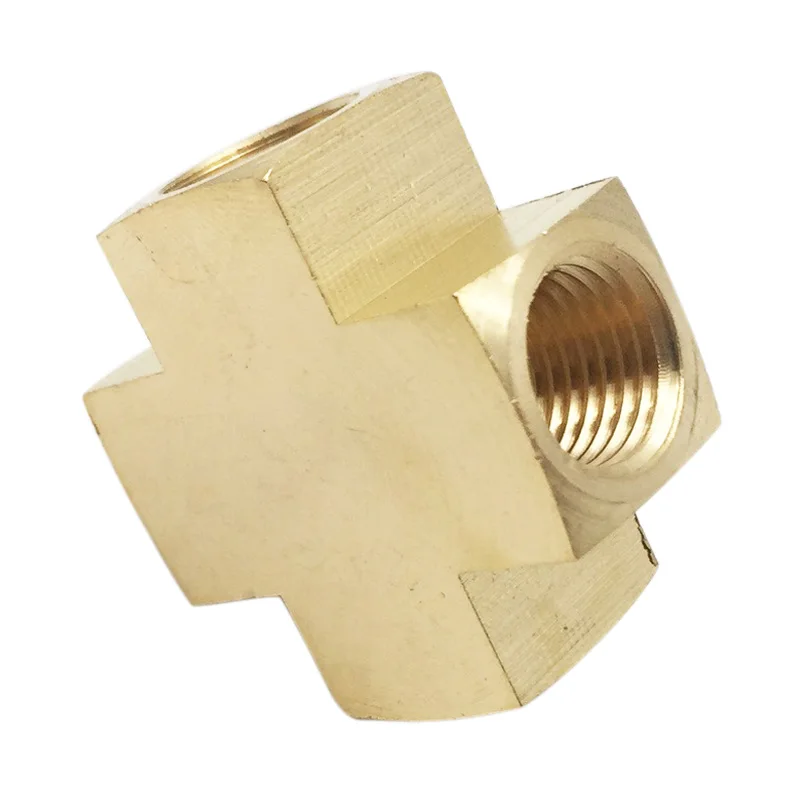 High Quality Metals Brass Pipe Fitting, Barstock Cross, 1/4" x 1/4" x NPT Female Pipe