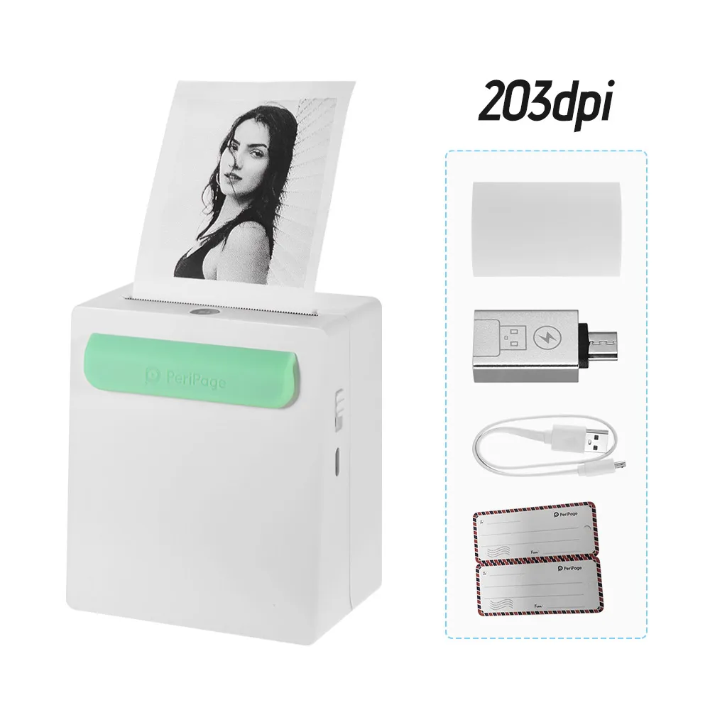 PeriPage Мини карманный принтер портативный A8/A6 беспроводной BT термальный принтер power Bank функция клип дизайн чековый принтер для iOS - Цвет: A8 203DPI