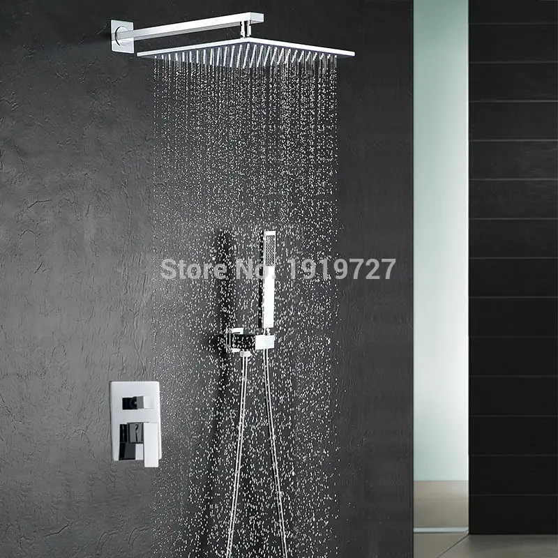 

Vidric 10 Inch Shower Head Luxury Wall Mounted Square Style Brass Waterfall Shower Set Factory Direct New Rainfall Bathroom Show