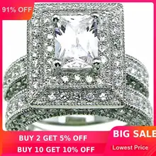choucong Vintage 2-in-1 Engagement  Band 139pcs Stone 5A Zircon 14KT White Gold Filled Wedding Ring Set Sz 5-11