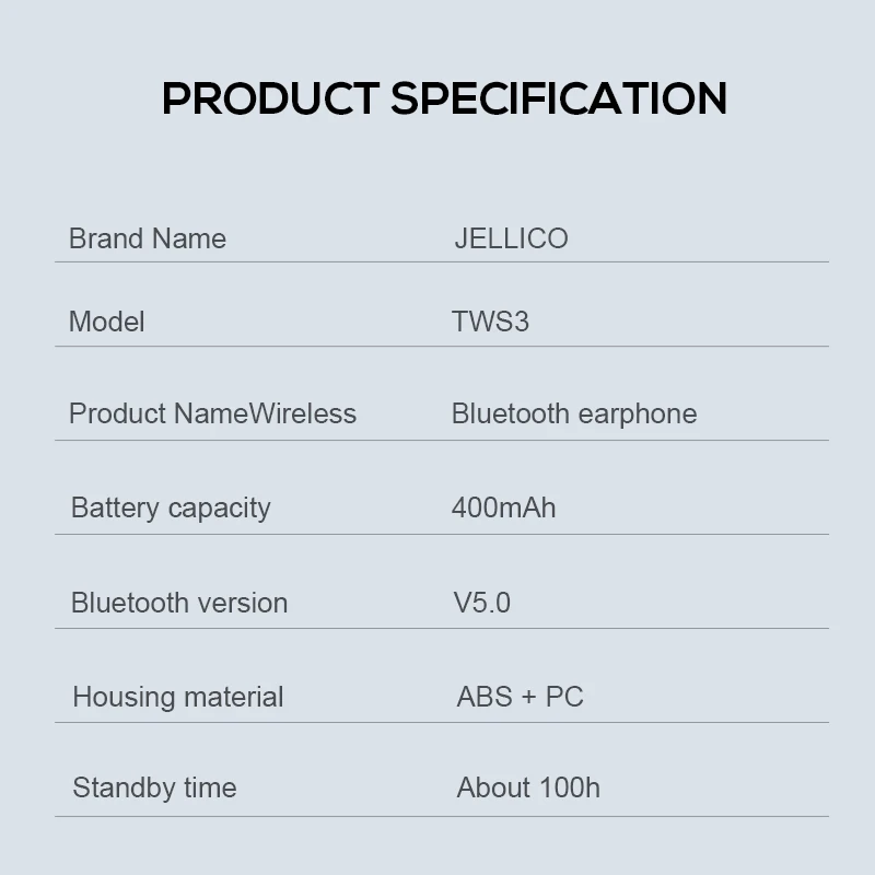 Беспроводные Bluetooth наушники Jellico TWS спортивные Hi Fi с басами стереозвук HD 5 0
