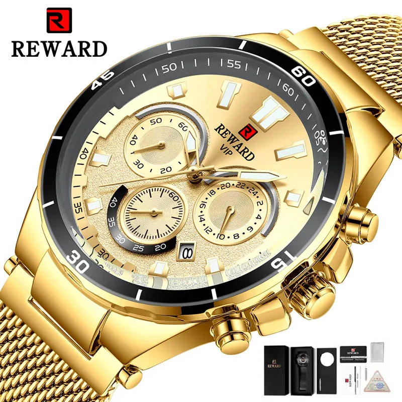 C4(with box) Relogio Masculino наручные часы мужские Топ бренд класса люкс Золотой Хронограф водонепроницаемые мужские наручные часы Золотые Большие мужские наручные часы - Цвет: C4(with box)