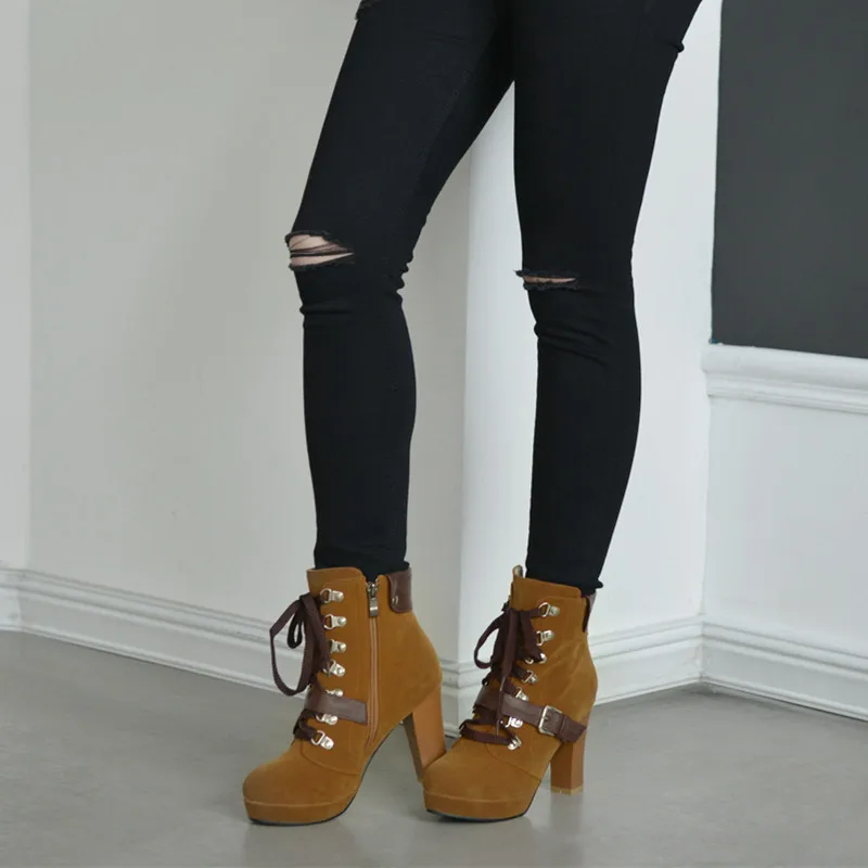 high heel combat boots