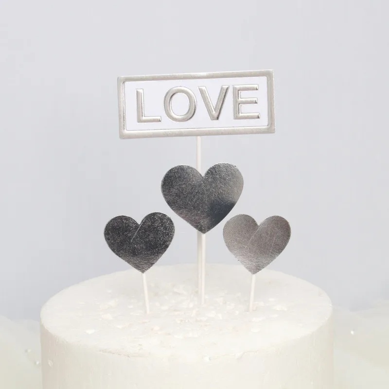 Cakelove 4 шт. 12 цветов черный розовый Золотой Звезда Сердце зеркало "с днем рождения" торт Топпер десерт украшения для День рождения Любовь - Color: style 4 SL