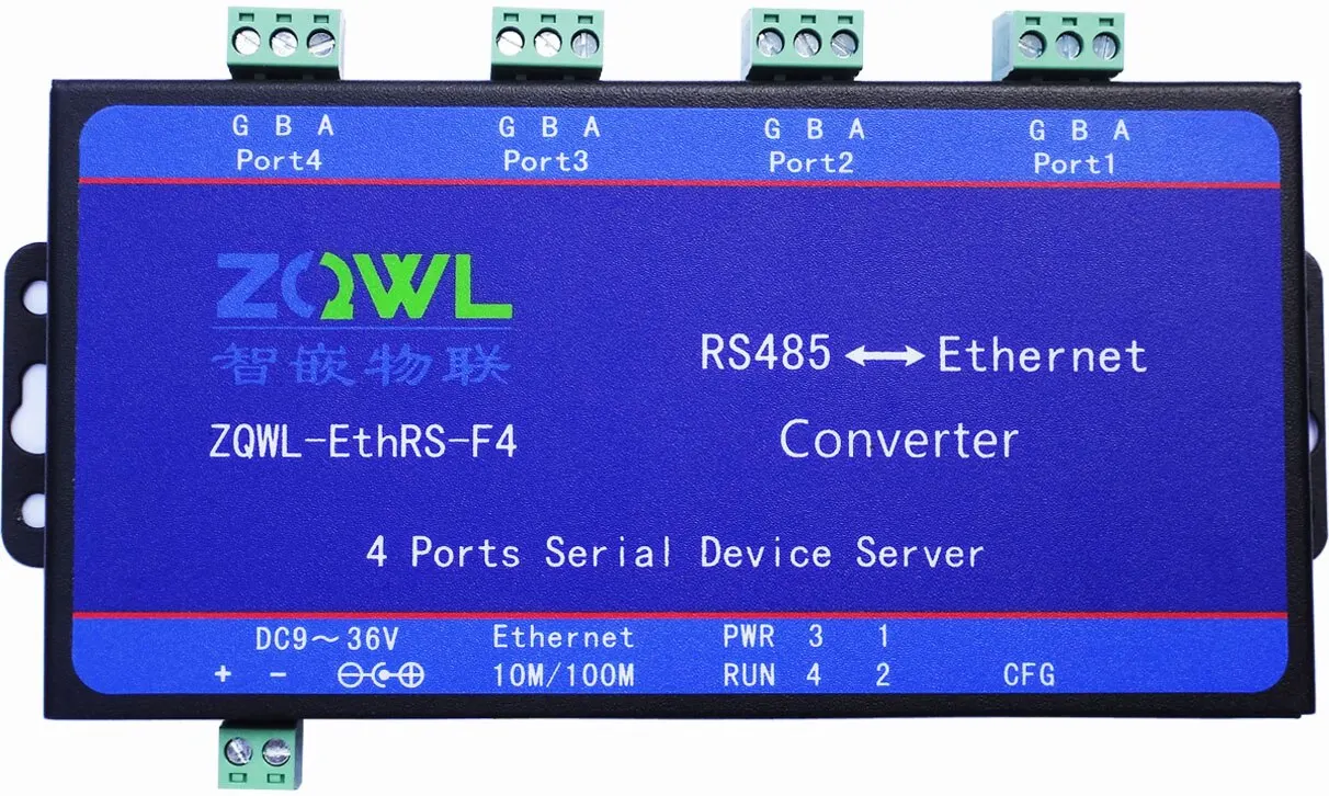 4 Channels Optional Serial Device Server RS232 RS485 or TTL to Ethernet Converter, Modbus RTU to Modbus TCP