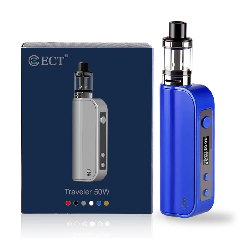 blue ECT 50 Вт мод стартовый набор 510 нить огромный дым 3,0 мл атомайзер бак 2200 мАч батарея электронная сигарета Vape испаритель комплект - Цвет: blue