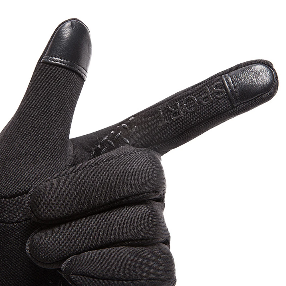 Reflective Cycling Gloves Simple Thicken Warm Anti-wind Anti-slip Fishing Gloves Screen Touch Gloves for Outdoor Hiking Camping