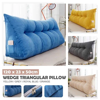

120cm European Removable Bedside Velet Cushion Triangular Bed Backrest Pillow for Couple Soft Large Waist Sofa Cushion Reading