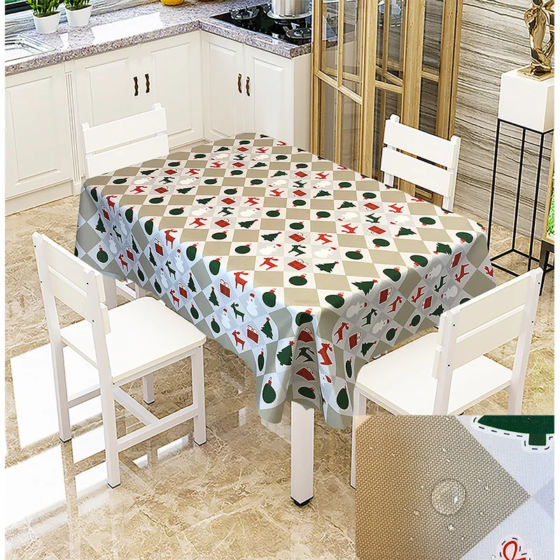 Urijk Christmas Waterproof Tablecloth Creative Fabric Printing Table Cloth Antifouling Cloth Xmas Wedding Party Table Decoration