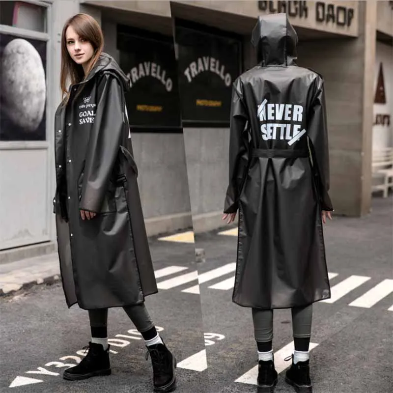 Lovers Fashion Raincoat Man Women black tide version of the raincoat adult XL mountaineering waterproof long Raincoat - Цвет: gray 1