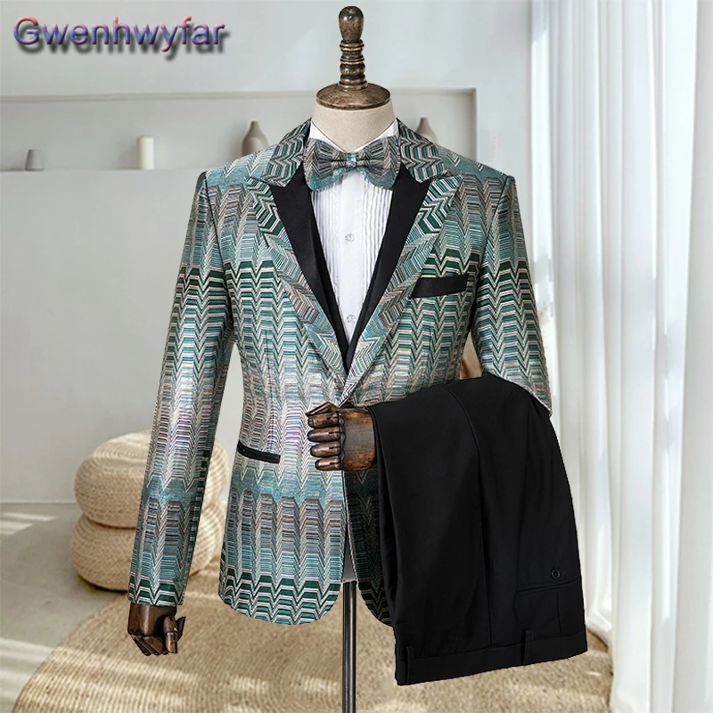 

Gwenhwyfar, стиль пэчворк, с заостренным отворотом, модель мужские свадебные костюмы 3 шт., с одной кнопкой, для жениха, смокинг, куртка, жилет, брюки, мужской костюм