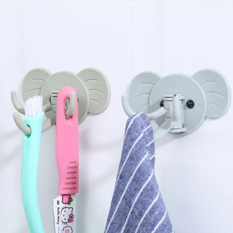 1 шт. вращающийся пластик для ванной кухни спальни стены милый слон сильный клей