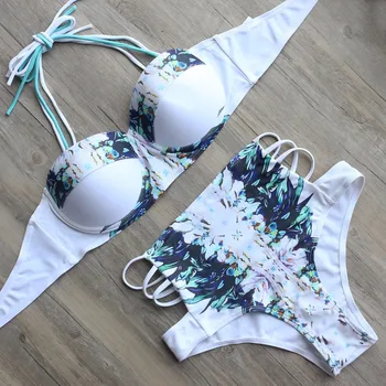 

Halter Swimwear Bikini 2020 Thong Bikini Blue Set Women Bikini Brazilian Swimwear female Biquinis Push Up Swimsuit