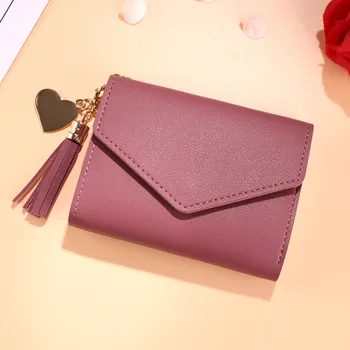 

2019 Mini Tassel Women Wallet Small Cute Wallet Women Short Leather Women Wallets Hasp Purses Portefeuille Female Purse Clutch