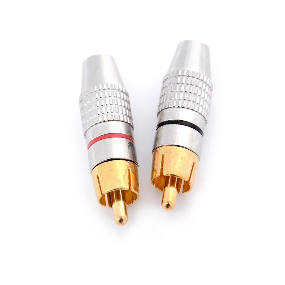 2Pcs/set Gold RCA Plug Solder Audio Video Adapter Connector Male to Convertor Wholesale | Обустройство дома
