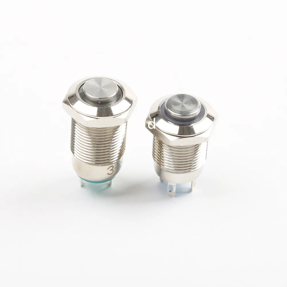 

12mm Waterproof Momentary Stainless Steel Metal Push Button Switch LED Light Shine Car Horn Auto Reset latching self-locking 12V
