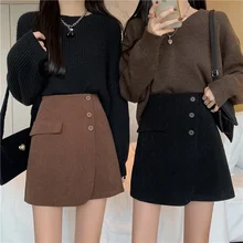 

Women's Autumn and Winter 2021 New Corduroy Solid Color Irregular Short Skirt A-line Bust Skirt