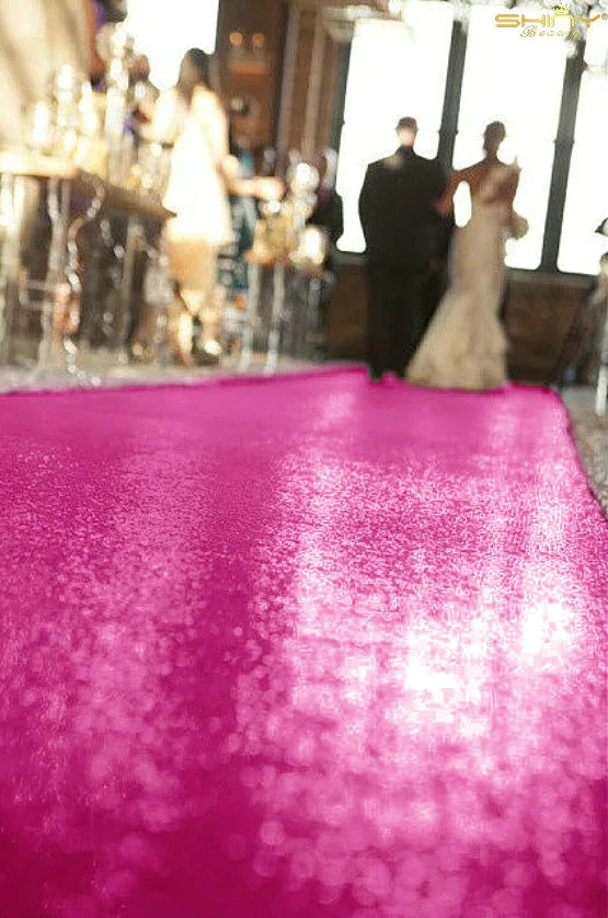 25FTX4FT Fuchsia Aisle Runners Outdoor Wedding Sequin Fabric Aisle Runner for Wedding Aisle Carpet-M1024