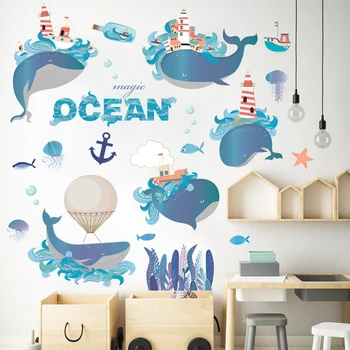 

DIY 77*102CM Magic Ocean Wall Sticker Kids Room Bathroom Decoration Wall Decals Adhesive Poster adesivo de parede
