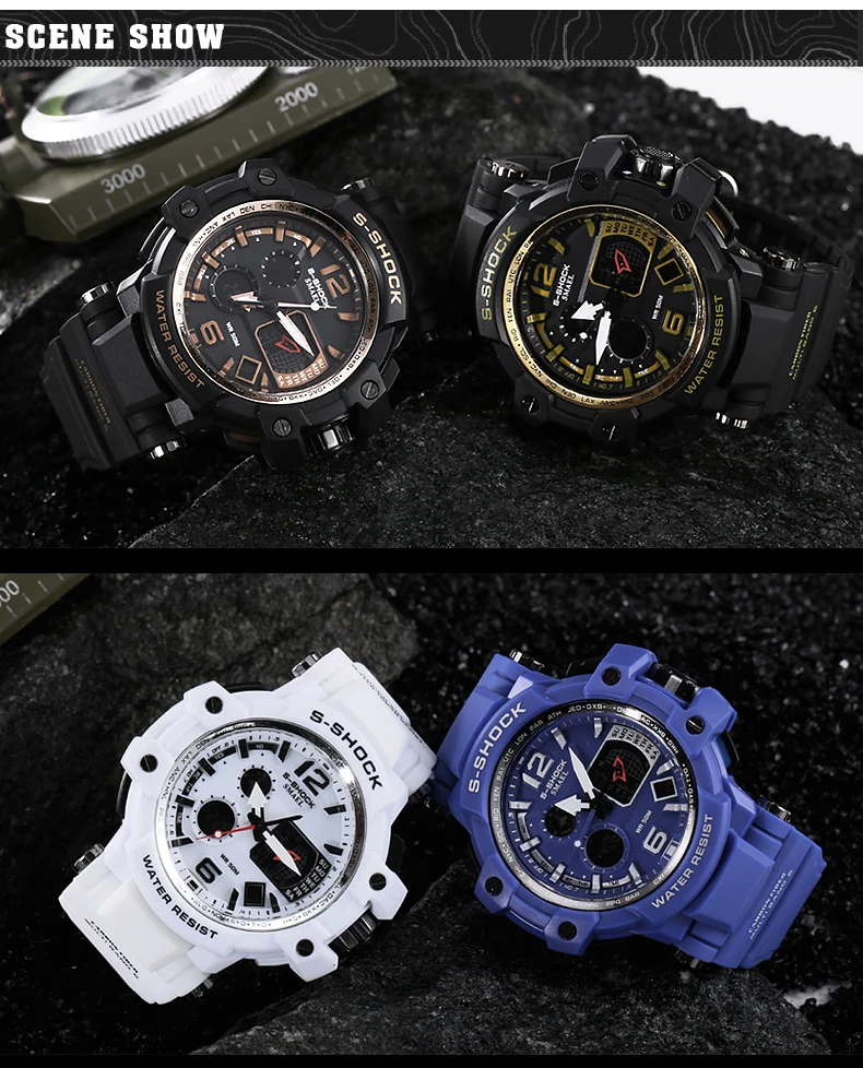 New sport brand fashion watch men's LED digital watch G outdoor multi-function waterproof military sports watch relojes hombre