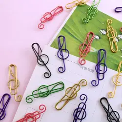 Ensemble de pinces à papier colorées en forme de Note de musique, décor doré pour papeterie de bureau, vente en gros, Cli V9e5, 50 pièces/ensemble 
