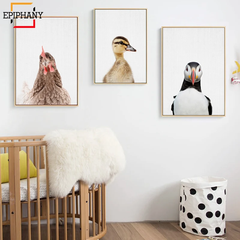 Настенная Картина на холсте Зебра утка панда свинья скандинавские постеры и