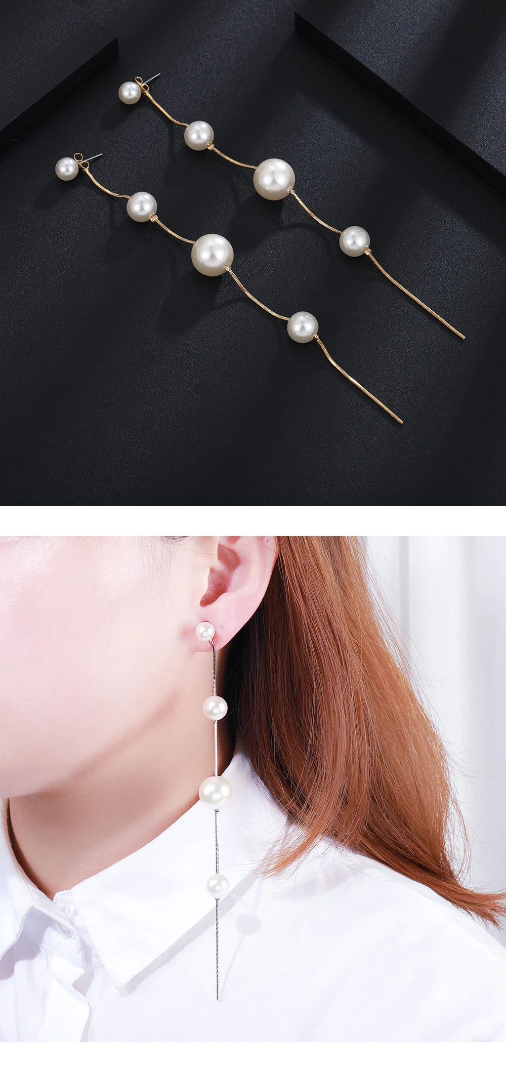 HanCheng новые модные жемчужные серьги с бисером Висячие струнные кисточки Серебряные длинные висячие серьги для женщин ювелирные изделия brincos bijoux