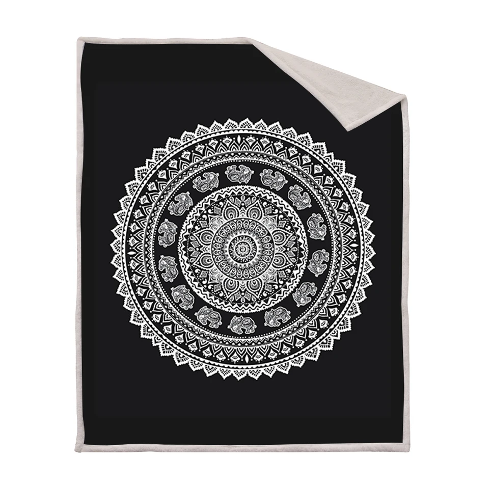 Bohemian style1 Winter Plush Weighted Velvet blanket like sheep wool Soft thick warm heated cat animal print black nebula blanket child heavy - Цвет: Bohemian style1