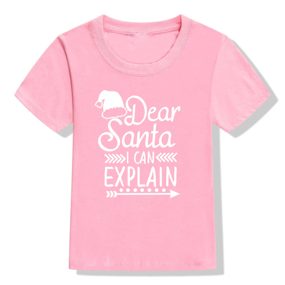 Детская Рождественская футболка с надписью «Dear Santa I Can achify» забавные рождественские футболки с графикой для мальчиков и девочек, детская Праздничная футболка, Прямая поставка - Цвет: 52X3-KSTPK-