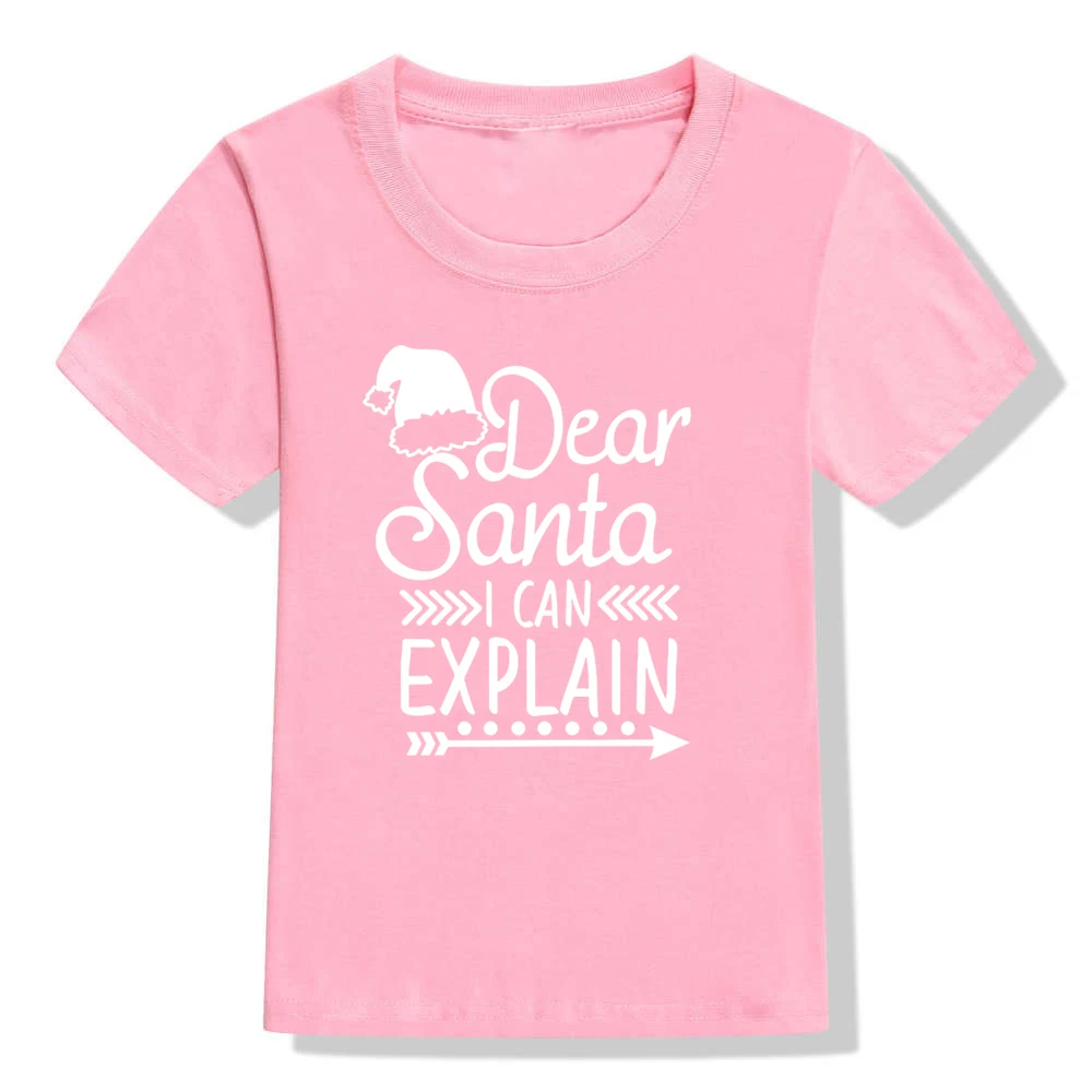 Детская Рождественская футболка с надписью «Dear Santa I Can achify» забавные рождественские футболки с графикой для мальчиков и девочек, детская Праздничная футболка, Прямая поставка