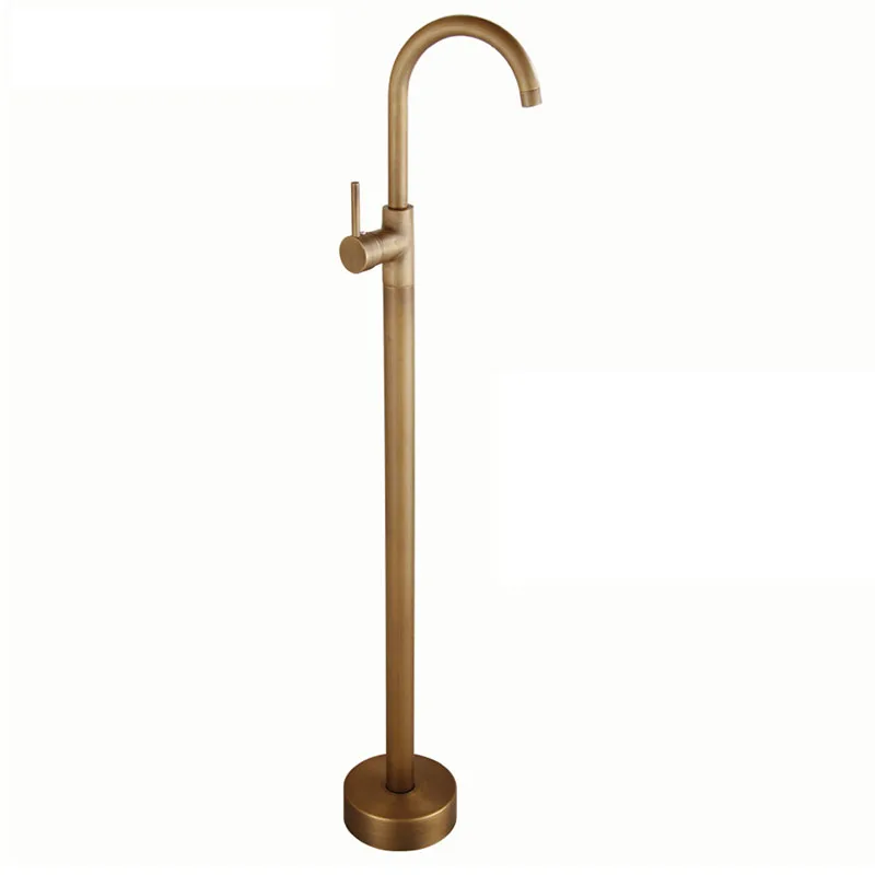 IMPEU Floor Mounted Standing Bathtub Faucet Single Handle Mixer Tap with Handheld Shower, 2 Handle Mixer, Antique Bronze - Цвет: 1 Handle Faucet A