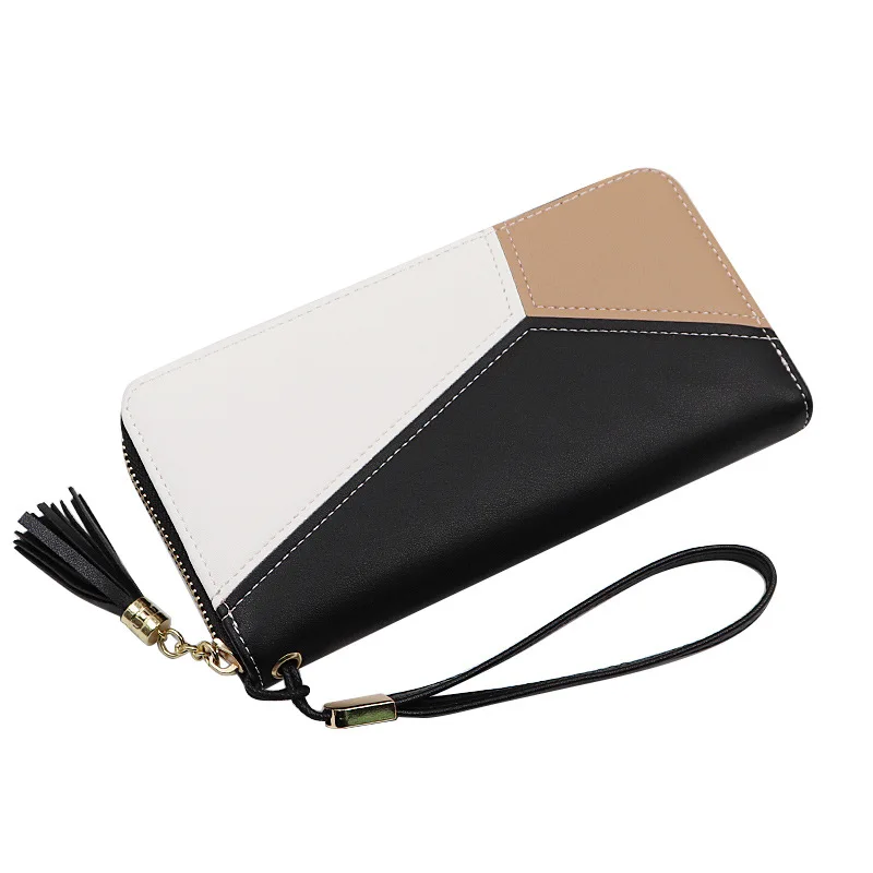 Women's Wallet with Zippered Wallet Card Holder Patchwork Women Long Wallet Ladies Tassel Short Coin Purse Women's Wallet with Zippered Wallet Card Holder Patchwork Women Long Wallet Ladies Tassel Short Coin Purse