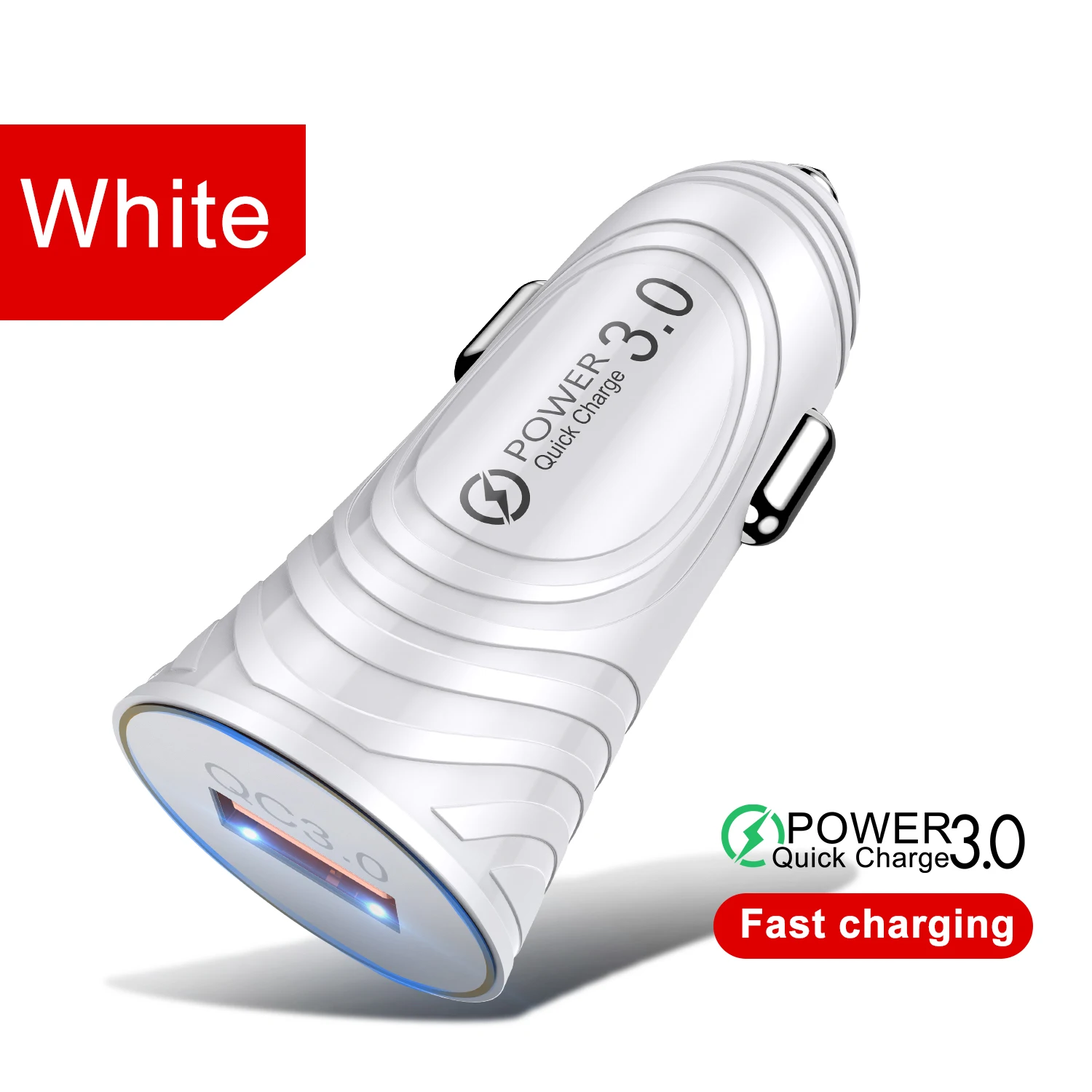 GTWIN Мини светодиодный USB Автомобильное зарядное устройство для мобильного телефона планшета gps Быстрая зарядка QC 3,0 Быстрый автомобильный адаптер зарядного устройства для телефона в автомобиле для iPhone - Тип штекера: White