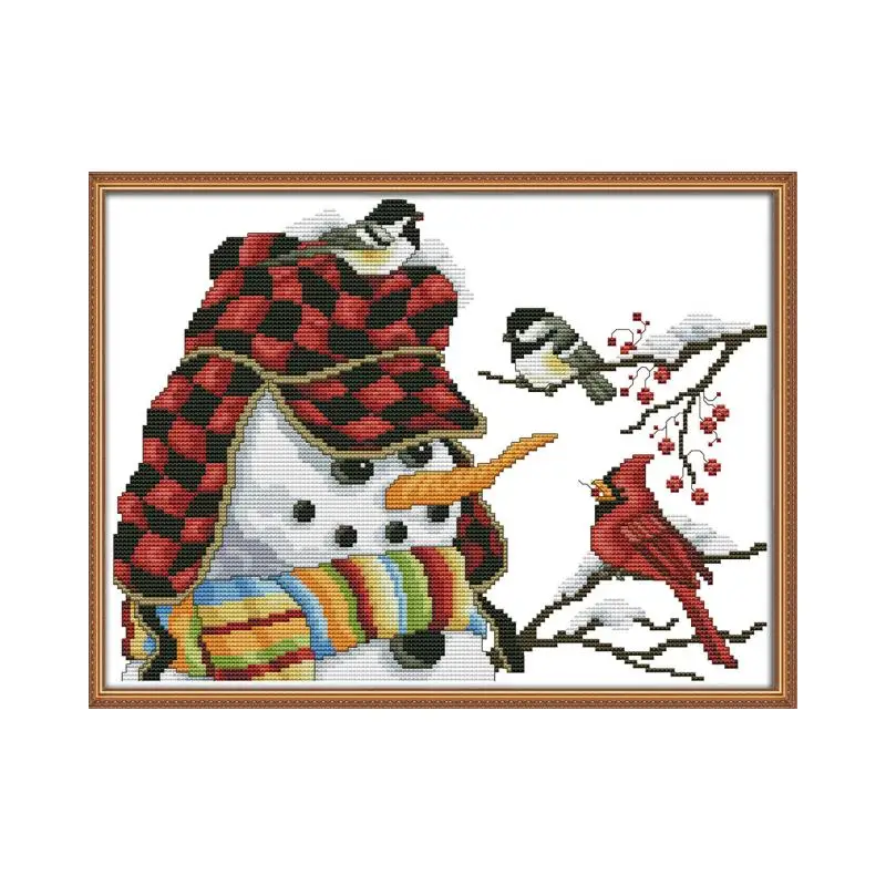 Joy Sunday Christmas Вышивка крестом узоры Рождественский Снеговик 11ct 14ct Печатный холст DMC DIY Ручная работа Вышивка Набор для рукоделия