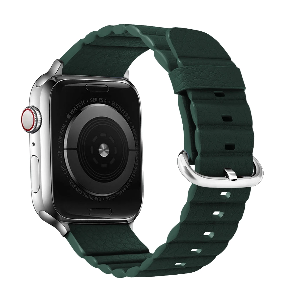 Кожаный ремешок-петля для Apple watch band 5 4 44 мм 40 мм Iwatch correa 3 2 1 42 мм 38 мм ремешок для часов браслет наручные Аксессуары для Iwatch - Цвет ремешка: Dark green