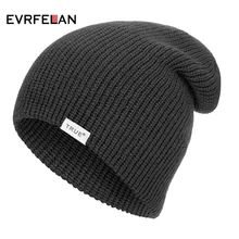 Evrfelan, новинка, Повседневные вязаные шапочки, шапка для мужчин и женщин, Модная вязаная зимняя шапка, одноцветная, хип-хоп, Skullies, шапка унисекс, шапка
