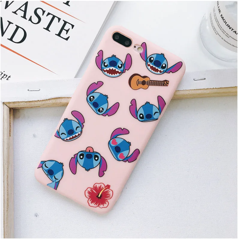 Милый мультяшный Розовый Мягкий ТПУ чехол для телефона Disneys Stitch для iPhone 11 11Pro 6S 7 8 Plus X XS XR XS MAX чехол Fundas
