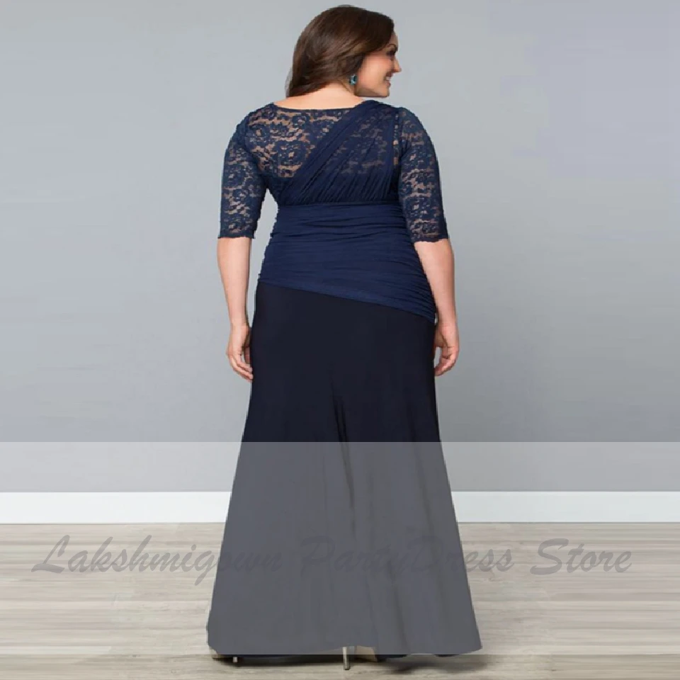 Navy blue Lakshmigown Элегантные платья для матери невесты фиолетового цвета размера плюс вечерние платья Vestito Madre Sposa - Цвет: Navy blue