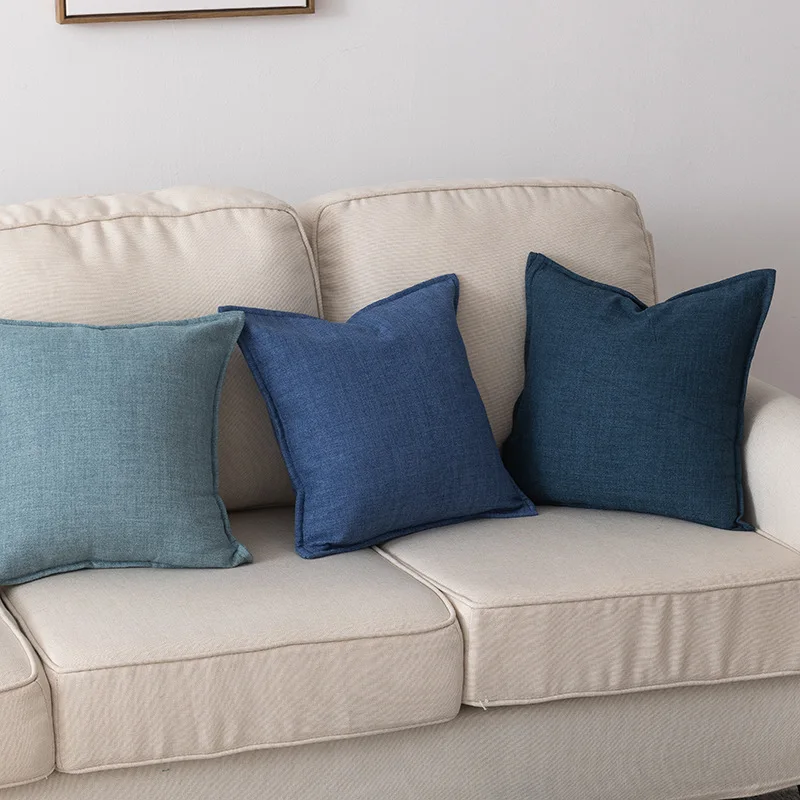 Супер мягкий плотный хлопок, лен, с обеих сторон, чистый цвет, окрашенная Подушка, наволочка для дивана, дивана, стула, декоративные подушки