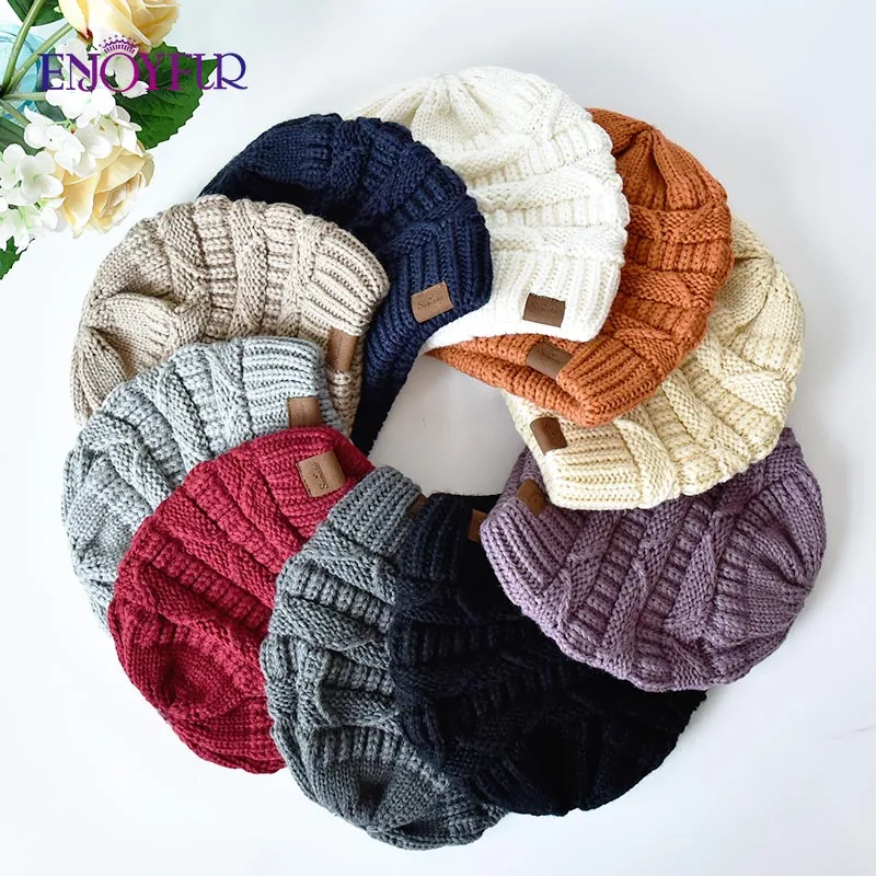 ENJOYFUR Women Winter Knit Beanie Hat Thick Warm Oversize Chunky Winter Slouchy Beanie Hats Ski Cap 6
