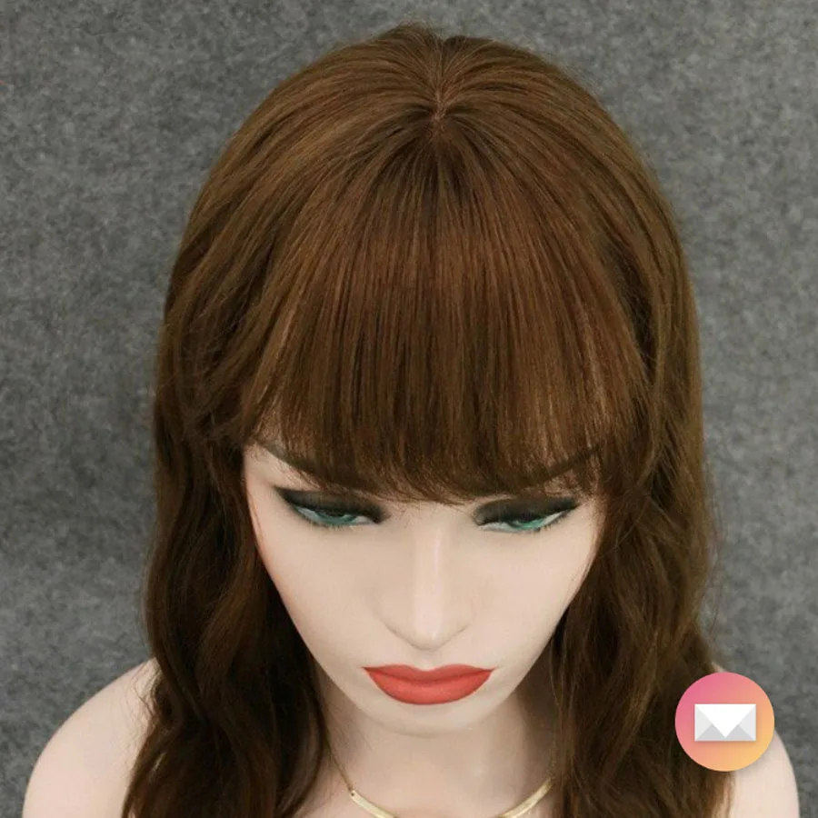 hairpiece com franja leve ondulado