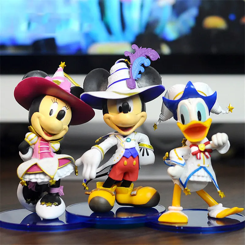 3 шт. диснеевский Микки Мауса в стиле и Минни Маус Мышь Дональд Дак Фигурки ПВХ