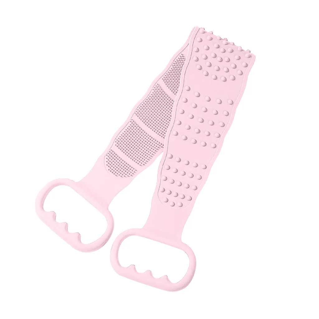 Pink Силиконовая щетка для душа для ванной, щетка для тела, банный скраб, полотенце, пояс, отшелушивающая щетка для тела, пояс, средство для мытья, Товары для ванной, сад - Цвет: Pink