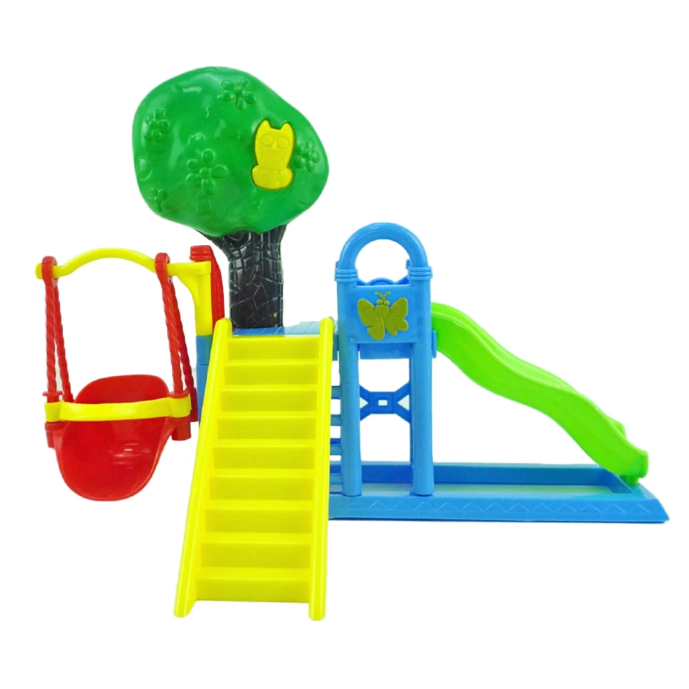 Forest Family Playground 1:12 Brown Bear Rabbit Panda Dollhouse Miniature Scene Slide Seesaw Swing Doll House Girl Toy Gift 5