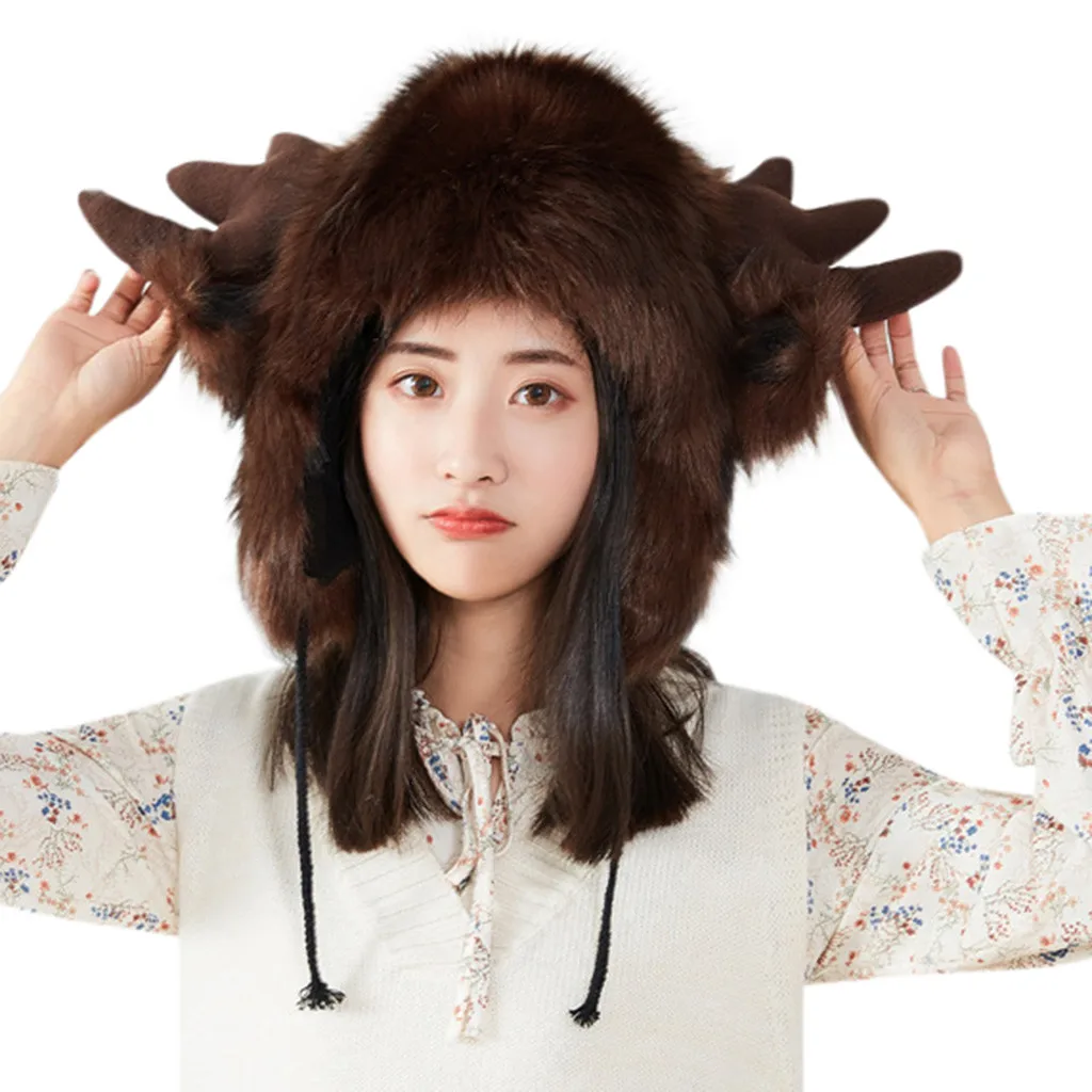 SAGACE милый теплый плюшевый пушистый капюшон из искусственного меха шапка с ушками
