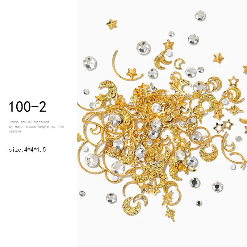 XY02 HNUIX смешанные стили Lune Star блеск для ногтей Стразы Bijoux Charmes драгоценные камни метал транш заклепки DIY 3D Dos Plat дизайн ногтей - Цвет: XY02