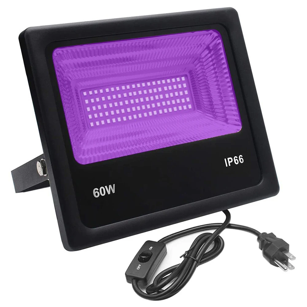 UV LED Black Light 30W 60W Ultraviolet LED Flood light Blacklight IP66 Waterproof Outdoor Stage Light for Bar Dance Party Xmas spiral type ultraviolet uv lamp 20w 40w black light blue bulb fluorescent detection lamp e27 220v 110v violet lamp bait decor