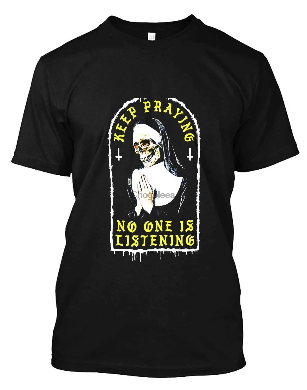 Skull Nun Keep Praying No One is Listening Shirt Hoodie for Men Women Full Size. Unisex TShirt |