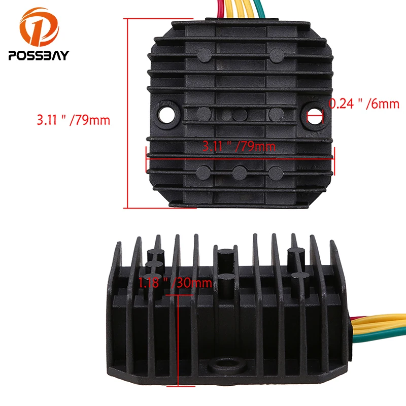 POSSBAY Aluminum Motorcycle Voltage 12V Regulator Rectifier fit for
