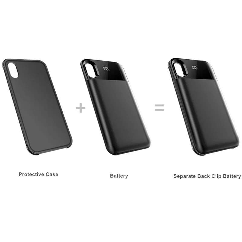 

LED Power Bank External Battery Case For iPhone X XR Xs Max Magnetic Adsorptio Smart Wireless Charge Battery Cover